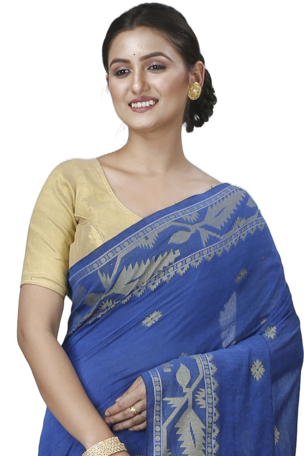 Blue Pure Cotton Tuma Hand Loom Saree (1194)